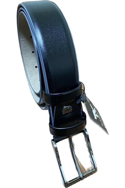 Karalı Deri Black Men's Classic Patternless Suit Belt + Card Holder 2083-1-110cm