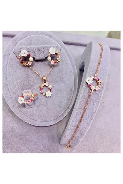 Gökdeniz 925 Manolya Çiçeği Özel Tasarım Kadın Hediyelik Set