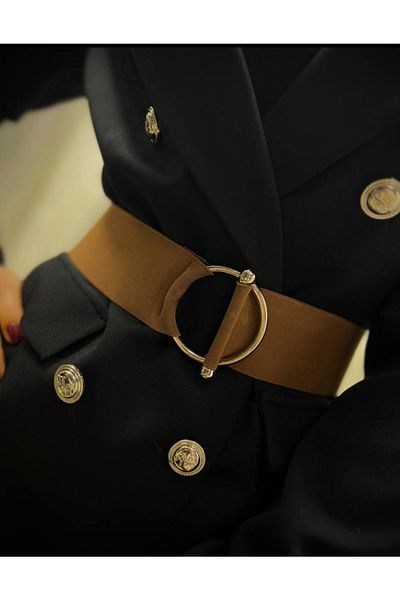 Fiori Ελαστική γυναικεία ζώνη με δαχτυλίδι και αγκράφα, ζώνη παλτό, ζώνη πουκάμισου, ζώνη φορέματος