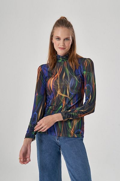 Mizalle Digital bedruckte bunte Bluse