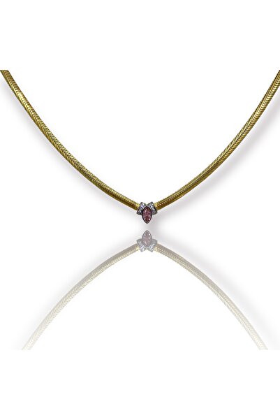 Saras Jewels Pembe Markiz Taşlı Hasır Kolye