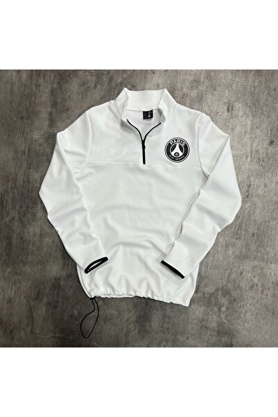 Be Original Αθλητική φόρμα Diver ψηλός λαιμός με φερμουάρ με ανακλαστική λεπτομέρεια Paris με τύπωμα Λευκό χρώμα Scuba Fabric εφαρμοστό