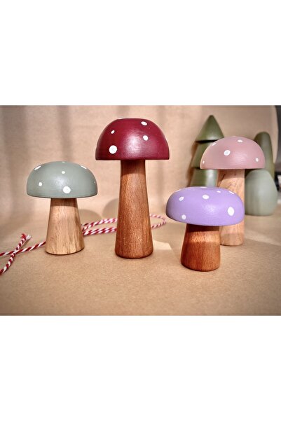 Waldorf 4-Piece Natural Organic Wooden Mushroom Toy Set Decor Photo Shoot Baby Room