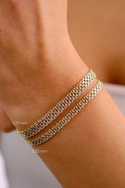 LİLAK KUYUMCULUK 14 Ayar Altın Bismark Zincir Bileklik 3,80mm