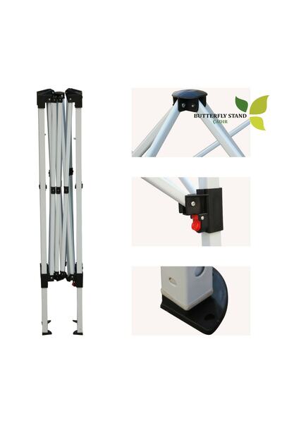 Butterfly Stand Gazebo Tente Çadır 300x300 Krem Tavanlı