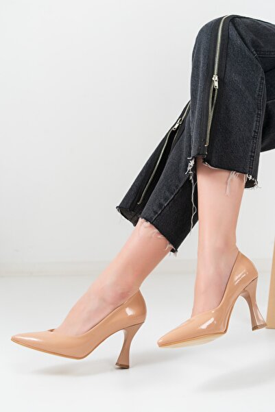 MASSOLE Stiletto V Model Nude Rugan Yeni Sezon Günlük Şık El Yapımı Yerli Üretim