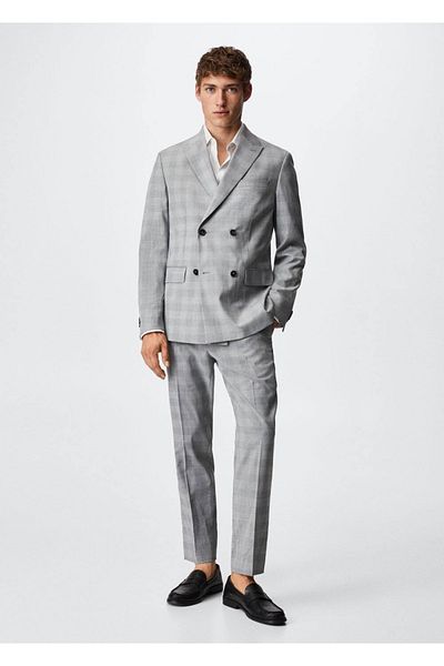 MANGO Man Slim Fit Checkered Blazer Jacket