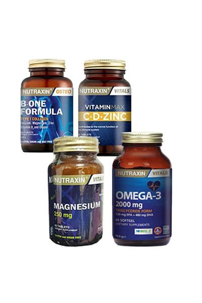 Nutraxin B-one Formula & Magnesium Citrate & Omega 3 2000 Mg & Vitamin Max C D Zinc