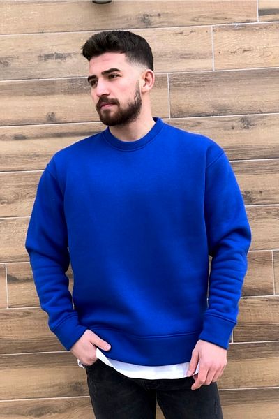 MBEY1989 Oversize Saks Μπλε Φούτερ Unisex