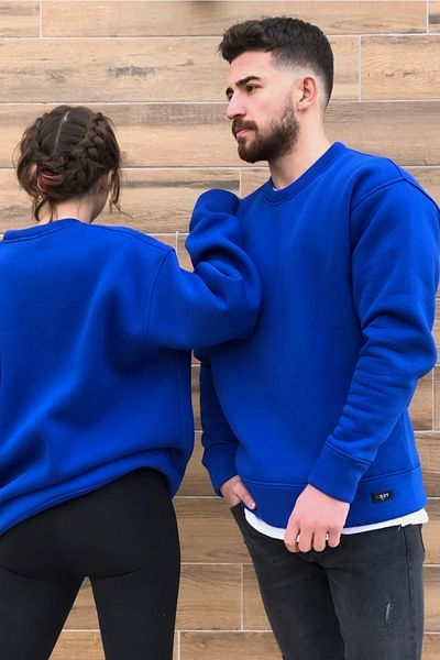 MBEY1989 Oversize Saks Μπλε Φούτερ Unisex
