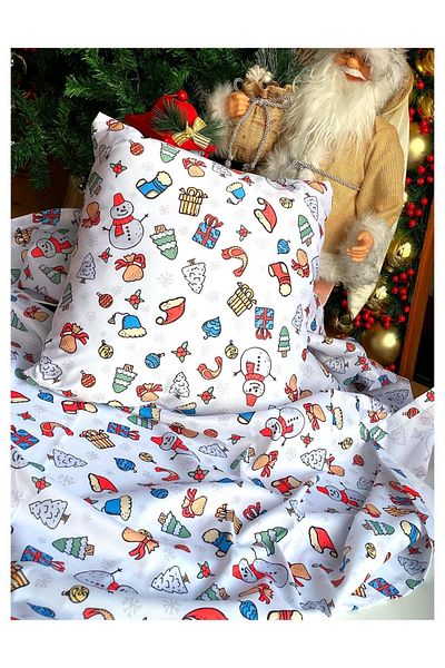 QUEEN AKSESUAR Christmas Patterned Luxury Decoration Cover Carefree Fabric Throw Pillow Cushion Table Bed Cover White