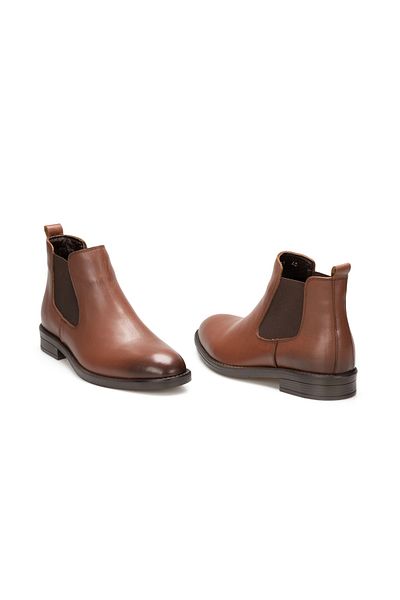 TwoEgoist Men's Genuine Leather Tan Laceless Warm Lined Lightweight Eva Sole Chelsea Boots