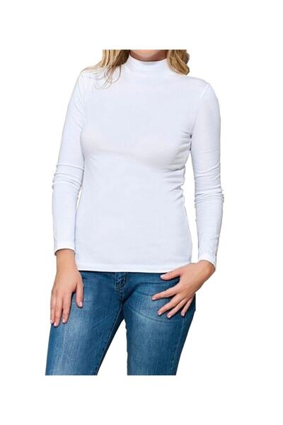 NOBLE STORE Γυναικείο μακρυμάνικο χτενισμένο βαμβακερό κορμάκι μισό λαιμό