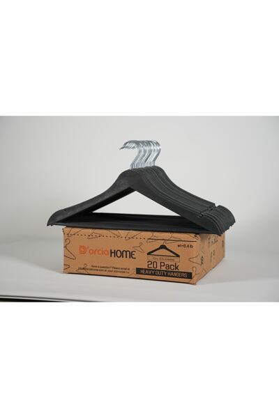 Dorcia Home Ahşap Görünümlü Plastik A Kalite 20 Adet Siyah Askı