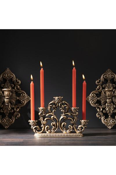 CASADE ART 5'li Şamdan , Eskitme Şamdan , Klasik 5'li Şamdan ,