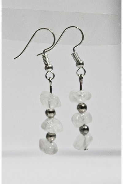 Mıçı Crystal Quartz Broken Stone Earrings