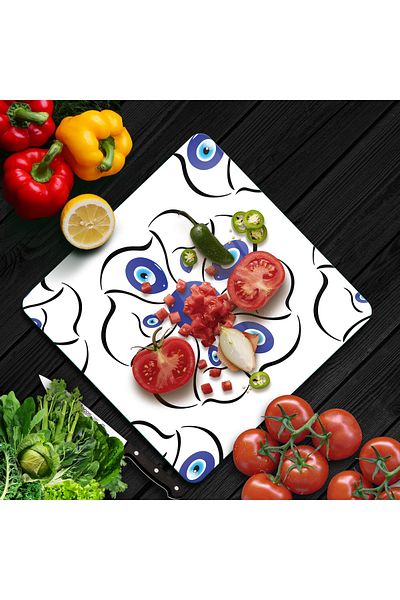 Decovetro لوح تقطيع زجاجي بنمط زهرة عين الشر المربعة