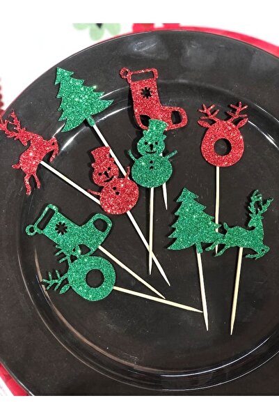 Masalsı Concept 6 قطع من أدوات مائدة عيد الميلاد المختلطة باللونين الأحمر والأخضر مع مسواك إيفا لامع