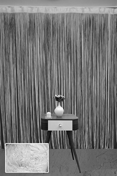 AKÇA TEKSTİL Flat Rope Model Off-White Color Ready Rope Curtain 300*270