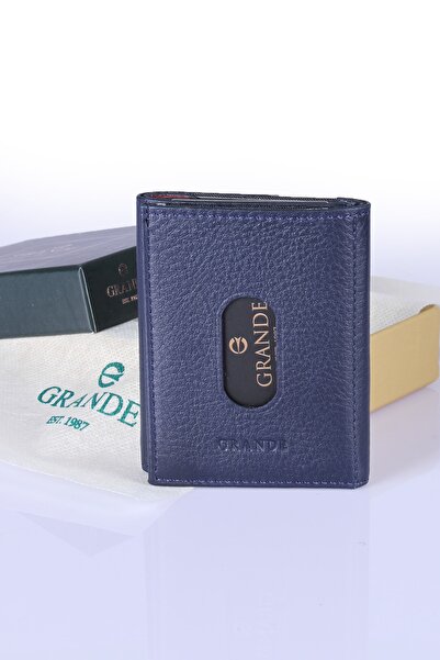 Grande 724 Мъжки портфейл от 100% естествена кожа, тъмносин