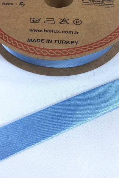 Hobigram Baby Blue Satin Piping Πλάτος 2 cm Μήκος 1 μέτρο – Κορδέλα, Κομψό Σχέδιο, Γυναικείο Αξεσουάρ