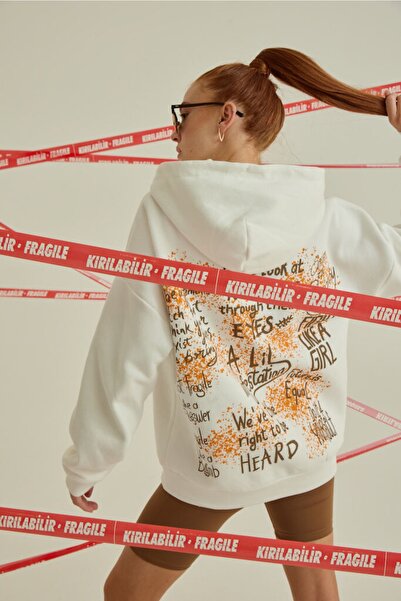 Wear Three Points Vırgınıa Ekru Kapüşonlu Hoodıe