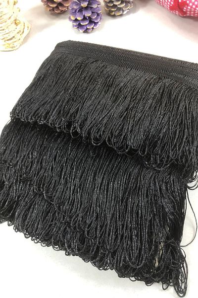 Hobigram Black Fringe Tassel Width 20 cm 1 Meter – Special Design, Accessory, Quality Production, Eye-Catching Style – Dek