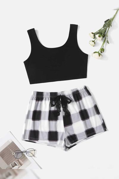 PEMBİŞ HOMEWEAR Tex Supersoft Shorts Kit, Checked