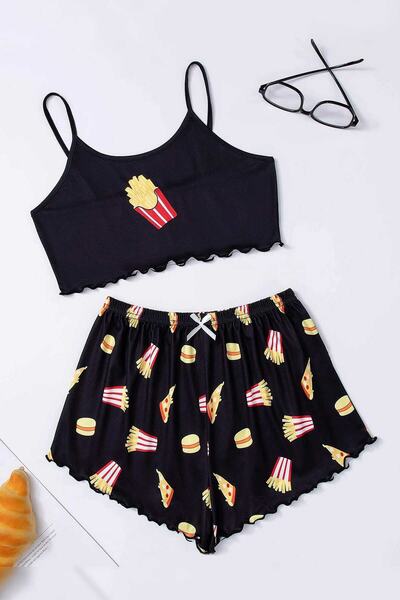 PEMBİŞ HOMEWEAR Tex Supersoft Shorts Set, Hamburger