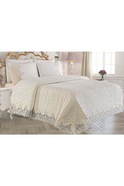KARATOPCULAR HOME COLLECTİON 6 Piece Blanket Set French Lace Suitable for Dowry