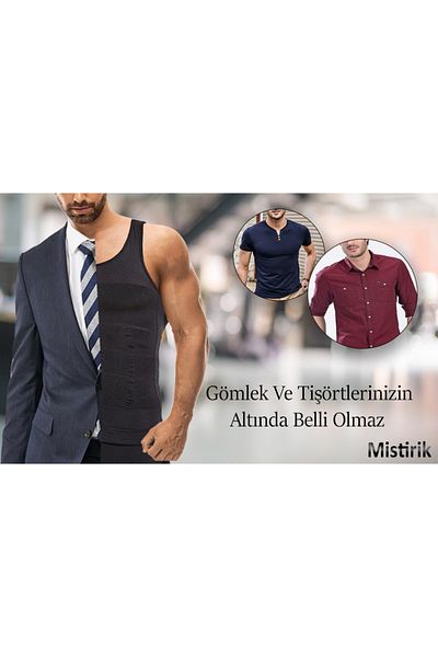 MİSTİRİK Torenova Men's Corset Undershirt Tighten Your Belly Sagging Provides Fit Image Black Color