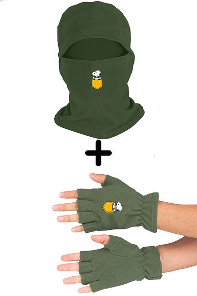 herotasarım Σετ γάντια Snoopy Fleece Cutout - Khaki Bll2394