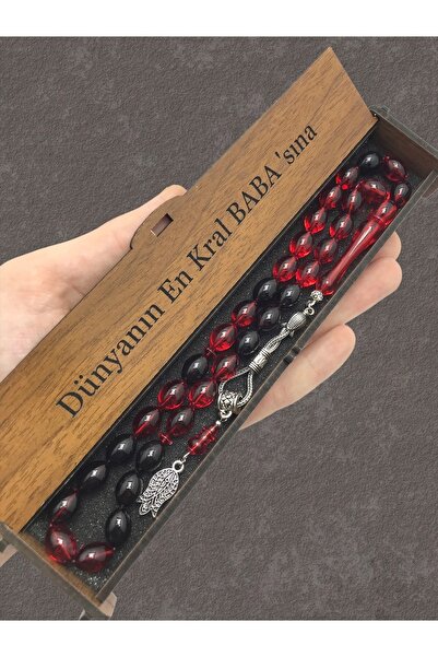 KANUNİ TESBİH Mărgele de rugăciune cu cutie din lemn moară roșu negru