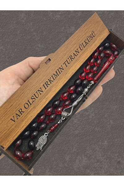 KANUNİ TESBİH Mărgele de rugăciune cu cutie din lemn moară roșu negru