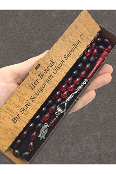 KANUNİ TESBİH مسبحة خشبية باللون الأحمر والأسود