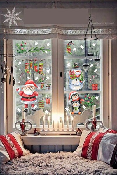 efekt reklam زينة عيد الميلاد - رجل، عيد الميلاد، الأب، البطاريق، غرفة المعيشة، شرفة المنزل، مجموعة ملصقات ورق الحائط