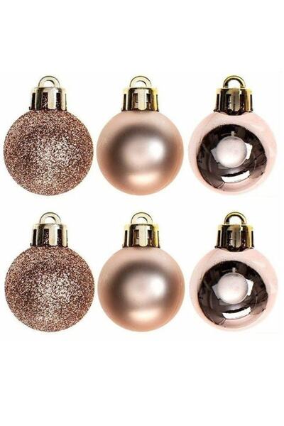 parti sürprizi Ornament de Crăciun cu bile de aur roz 6 cm 6 bucăți