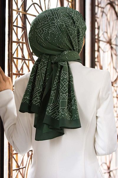 Vissona Γυναικείο Luxury Medina Silk Shawl Water Green - Petrol Green