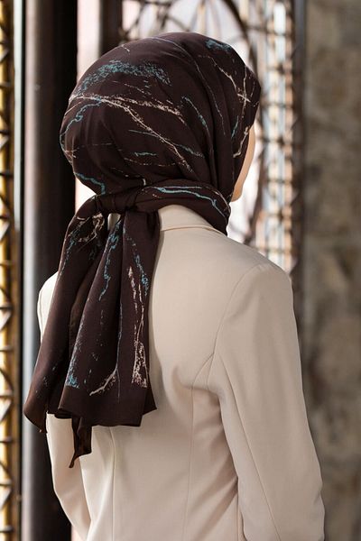 Vissona Γυναικείο σάλι πολυτελείας Medina Silk Brown-1