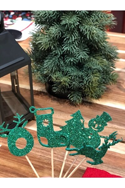 Denseden 6 bucăți de decorațiuni pentru masă de Anul Nou cu motive mixte verz...