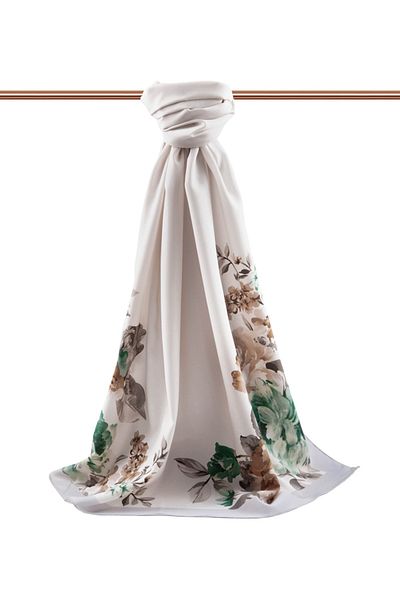 Vissona Γυναικείο σάλι πολυτελείας Medina Silk Beige-4