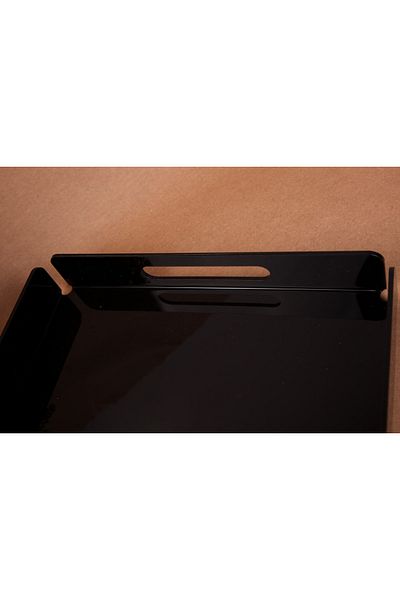 Asfal Black Plexiglass Tray with Handle 35x25 Cm Service, Coffee, Tea, Presentation and Gift Tray 3mm