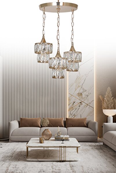 ŞL Şef Light Kandil 3'lü Sarkıt Gold Avize