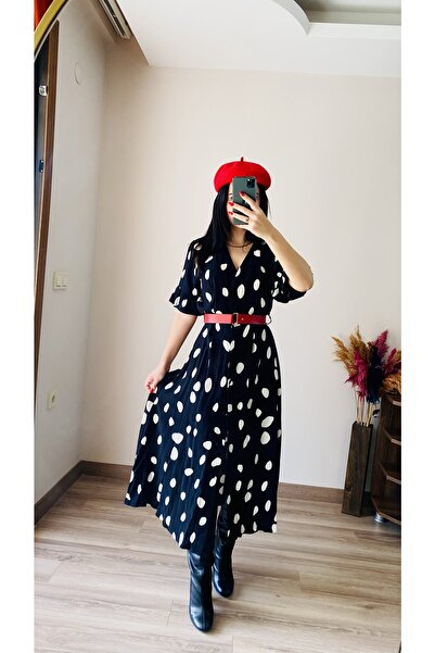 AYSENUR STORE Siyah Puantiyeli Elbise
