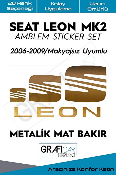 GRAFİCAR Seat Leon Mk2 Emblem Covering Sticker Set 2006-2009 / Without Make-up