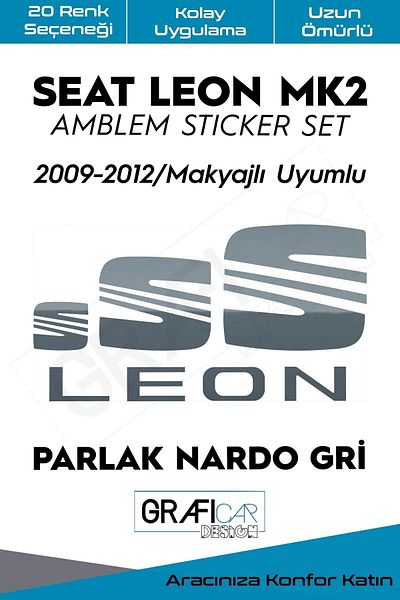 GRAFİCAR Seat Leon Mk2 Emblem Covering Sticker Set 2009-2012/ Make-up