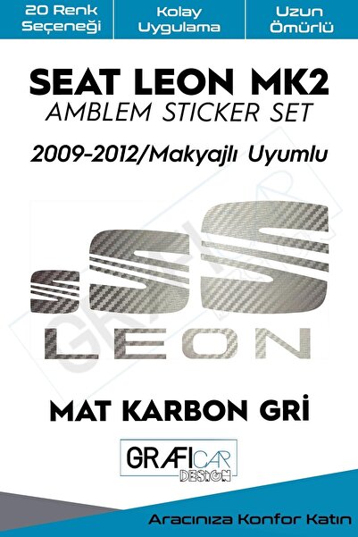 GRAFİCAR مجموعة ملصقات غطاء شعار سيات ليون Mk2 2009-2012/ مكياج