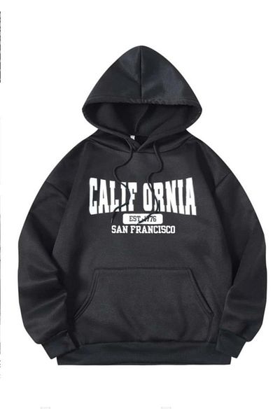 LEONE Φούτερ με κουκούλα Oversize White California Printed