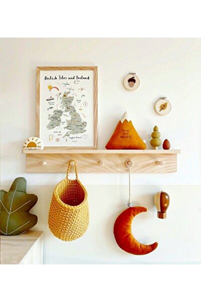 Wooden Decorative Hanger Shelf 60 Cm Montessori Hanger