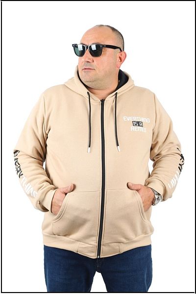 MocGrande Ανδρικό φερμουάρ μεγάλου μεγέθους 3ip Sweat Everything 22737 Beige